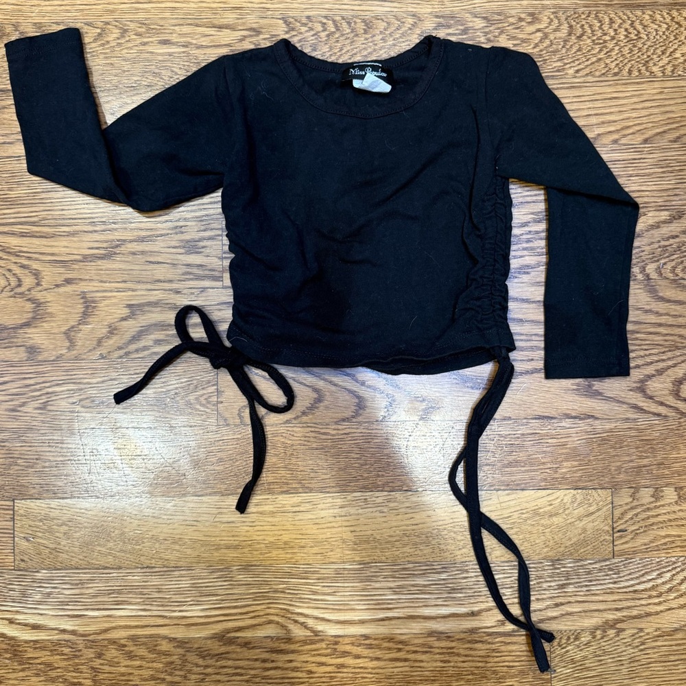 Miss Popular Black Long Sleeve Kids Top with Ties.